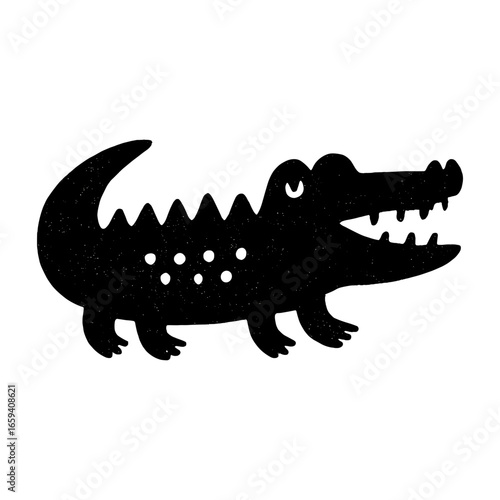 Playful crocodile silhouette illustration vector