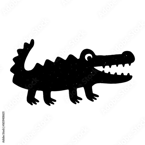 Playful crocodile silhouette illustration vector