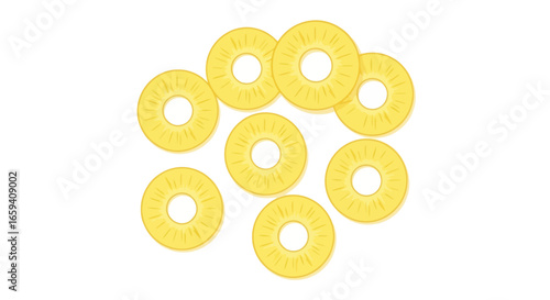 Geometric Pineapple Slices Arrangement on White Backdrop for Creative Food Concepts Display