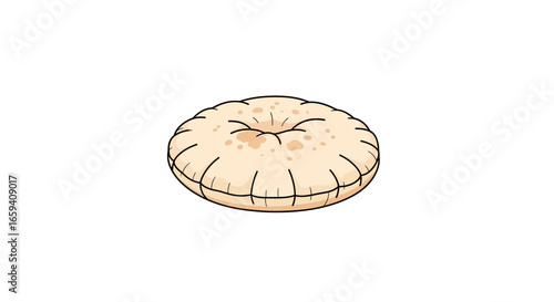 Isolated Cartoon Pita Bread on White Backdrop Depicting Culinary Delights and Middle Eastern Cuisine Authenticity with a Visual Element Emphasis 95