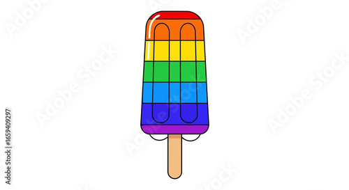 Colorful Popsicle Illustration: A vibrant rainbow popsicle with a classic design for summer treat themes and festive concepts
