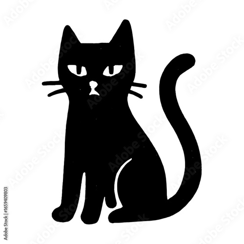 Minimalist black cat silhouette vector