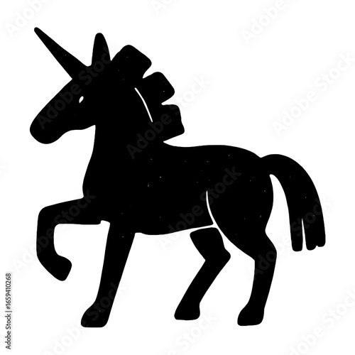 Mystical black unicorn silhouette vector