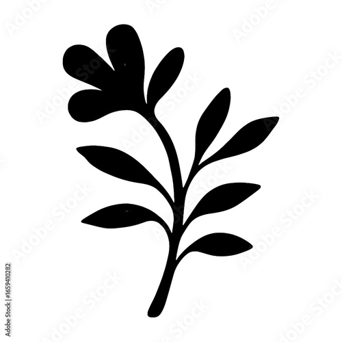 Minimalist botanical silhouette design vector