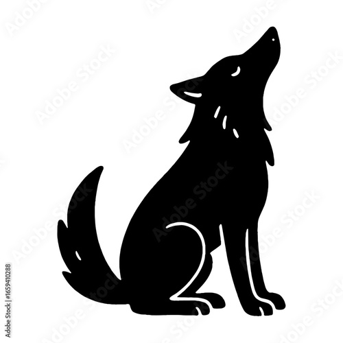 Howling wolf silhouette art vector