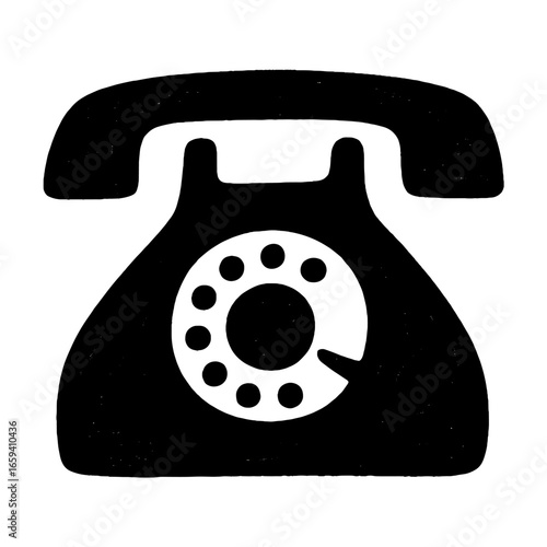 Vintage rotary phone silhouette illustration vector