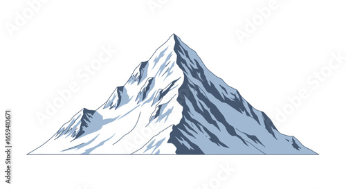 Magnificent snowy mountain peak with majestic slopes, a captivating landscape representing nature's beauty and alpine adventures, ideal for