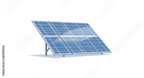 Array of solar energy panels harnessing sustainable energy, showcasing clean power technology, fostering environmental awareness and conservation