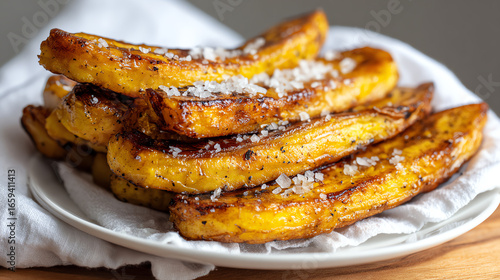 Wallpaper Mural Deliciously fried plantains sprinkled with salt, perfect for a savory snack or side dish that brings vibrant flavors. Torontodigital.ca