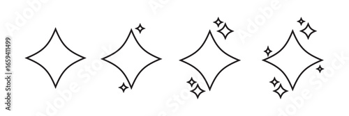 Sparkle star icon collection. Twinkling stars symbol in black design. Vector illustration. 