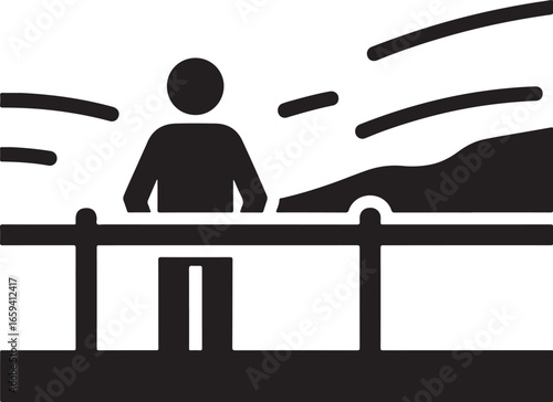 Scenic Viewpoint Icon – Tourist Symbol with Person and Landscape