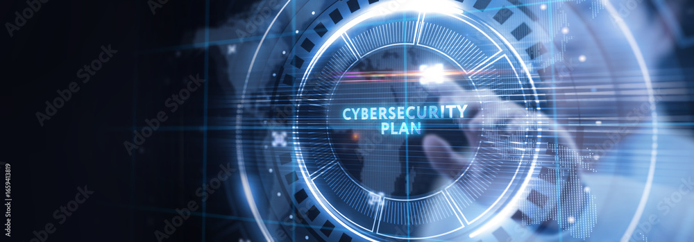 Obraz premium Cyber security data protection business technology privacy concept. CYBERSECURITY PLAN.
