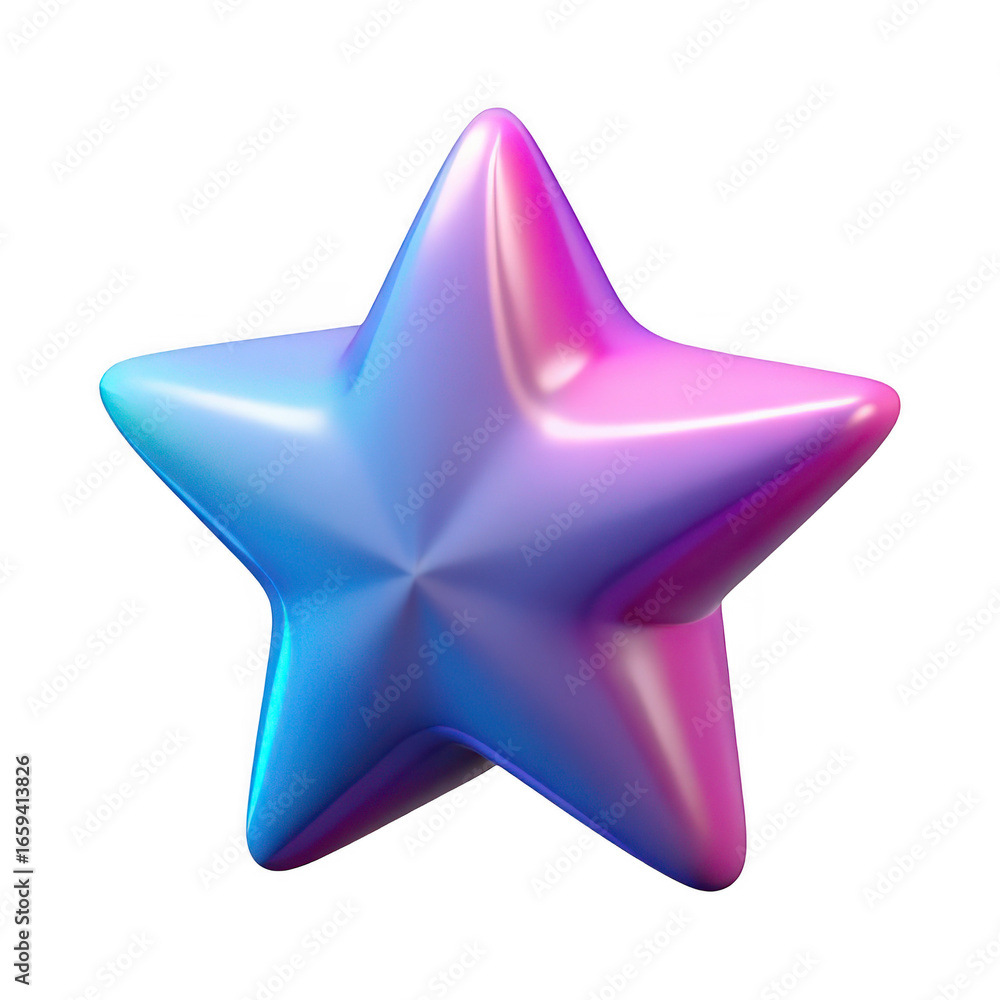 Obraz premium 3d glossy star with gradient colors isolated on transparent background