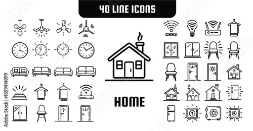40 Home Line Icons Set