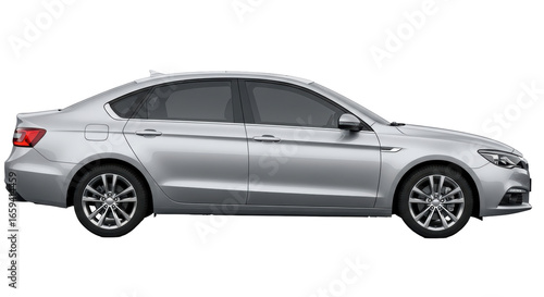 Tableau sur toile Isolated Silver Sedan Car