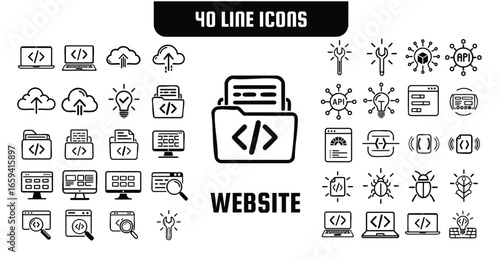 40 Website Line Icons Set