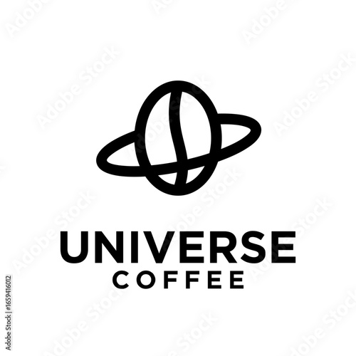 Universe Coffee Logo: Coffee Bean Orbit Icon Design