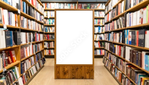Blank billboard in a library