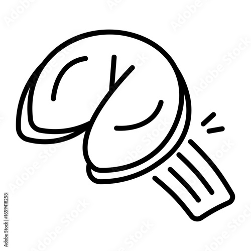 A line style icon showing fortune cookie