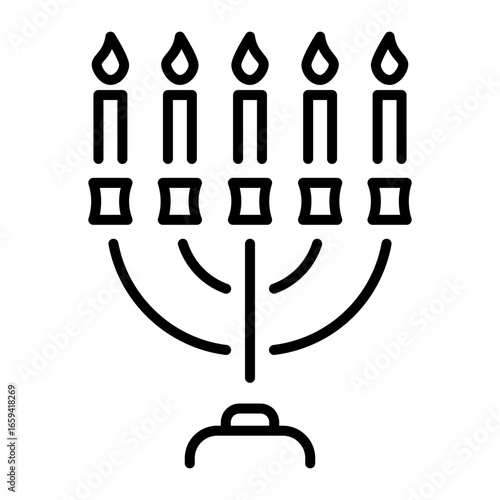A linear style icon representing menorah
