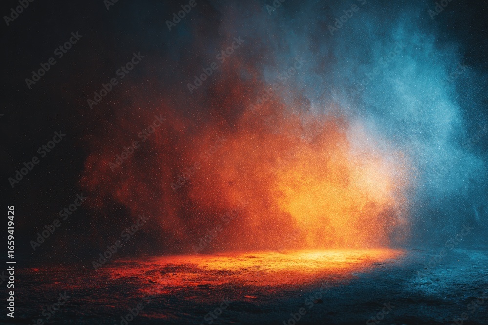 Obraz premium Dramatic, contrasting, smoky, scene with fiery and icy hues
