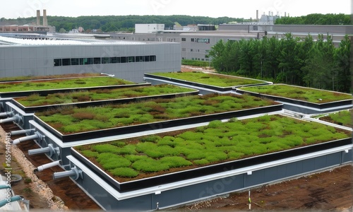 Extensive Green Roof System on Industrial Building