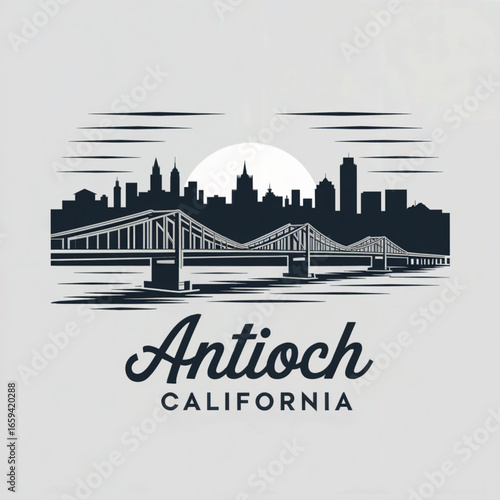 Antioch Skyline Silhouette — A Historic Delta City in the San Francisco Bay Area Vector Illustration
