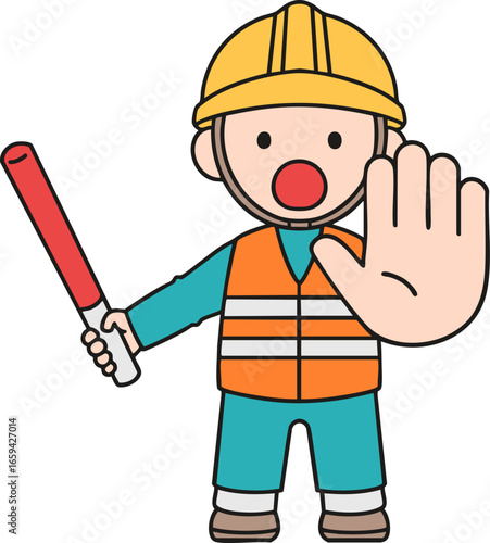 cartoon builder with helmet