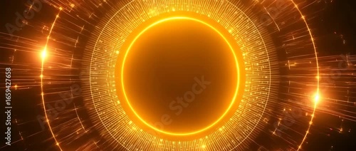 gold color circle glowing rays 4K animated video