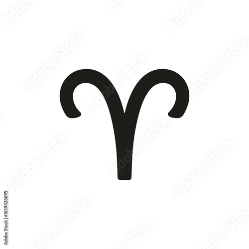 Aries zodiac sign symbol depicted in a simple black silhouette. This vector illustration represents the iconic horns of a ram, often associated with energy and determination.