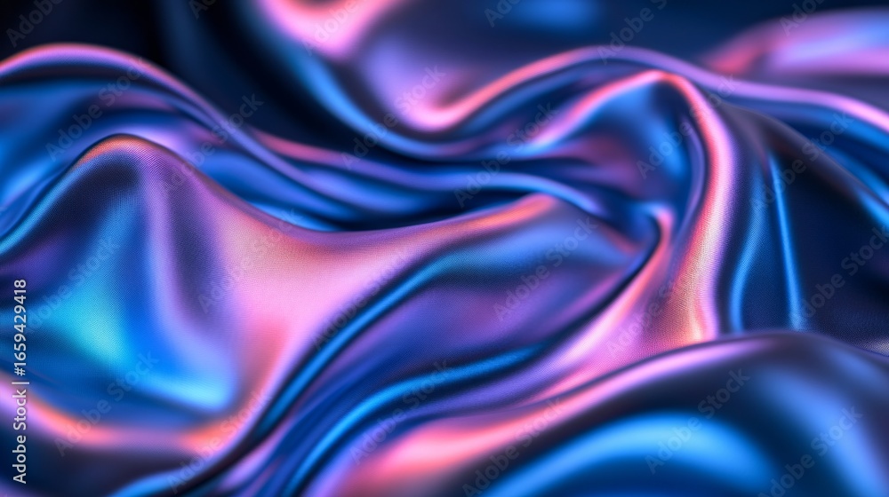 Obraz premium Abstract Colorful Wavy Fabric with Iridescent Shimmering Effect
