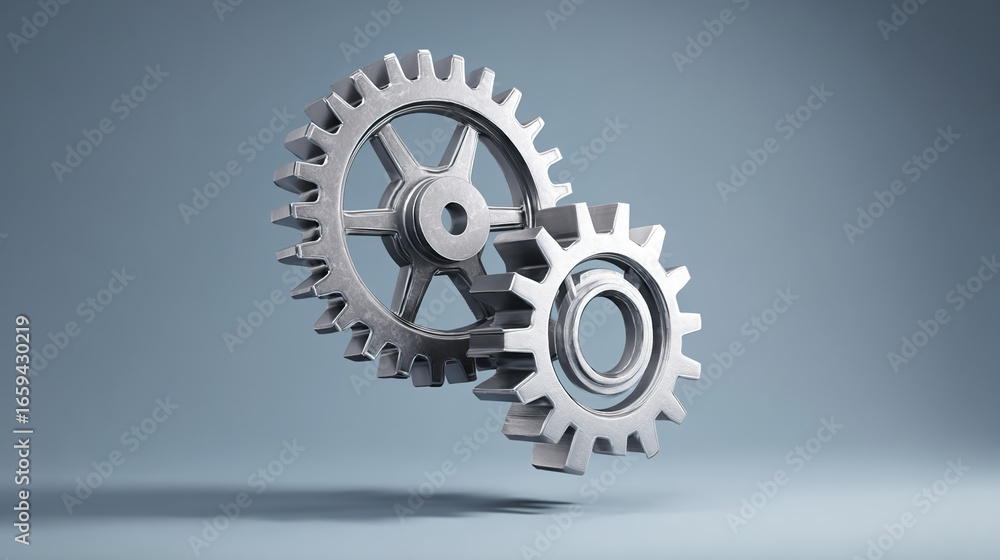 Abstract mechanical gears in metallic tones, minimalist geometric shapes on gradient background, conceptual technology theme. Abstract mechanical gears in metallic tones, minimalist geometric shapes on gradient background, conceptual technology theme.
