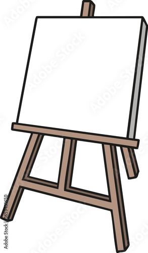 wooden easel with blank canvas