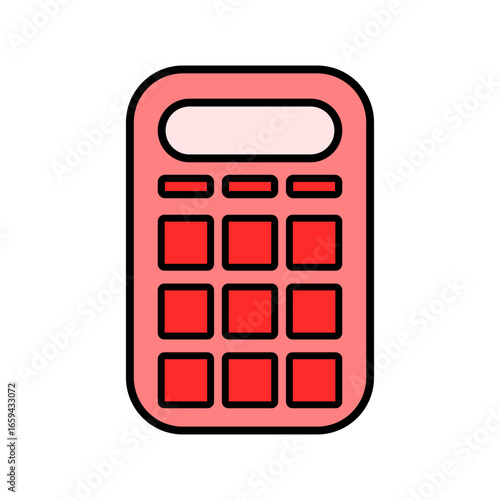 Flat style red calculator for school learning, back to school education supplies illustration