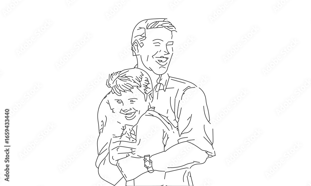 Minimalist Line Art of Two People Embracing in a Hug Minimalist Line Art of Two People Embracing in a Hug