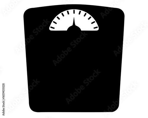 Black silhouette of a weight scale with a dial in the middle