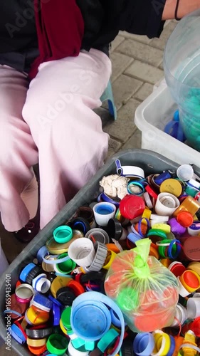 Waste collecting process for recycling and sustainable environment. Workers and communities collect plastic, paper, and organic waste to support eco-friendly waste management and green industry.