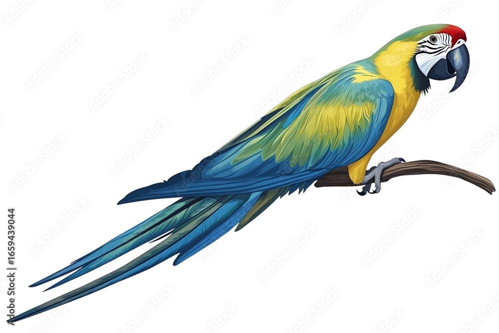Fototapeta premium Rainbow Colored Macaw Parrot Isolated on Transparent Background