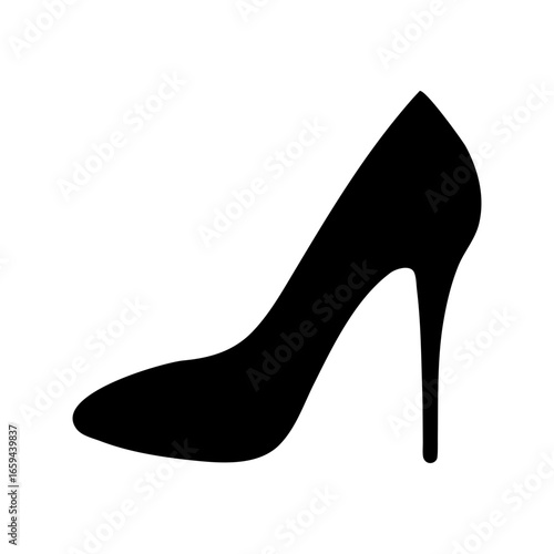 Elegant women heel shoe silhouette vector illustration isolated on white background