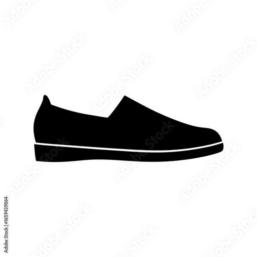 Silhouette of flat espadrille shoe vector illustration isolated on white background