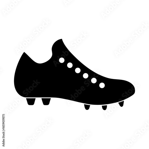 Football boot with studs silhouette vector illustration isolated on white background