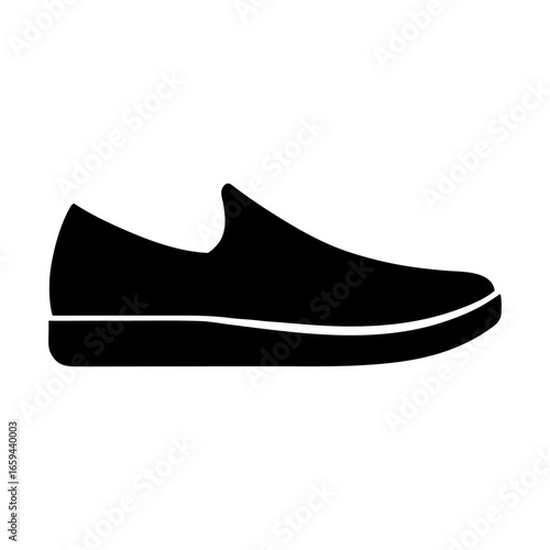 Slip on casual shoe silhouette vector illustration isolated on clean white background