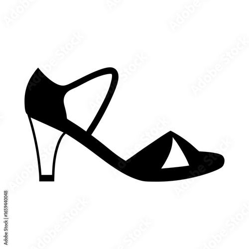 Minimalist strappy sandal silhouette vector icon isolated on white background