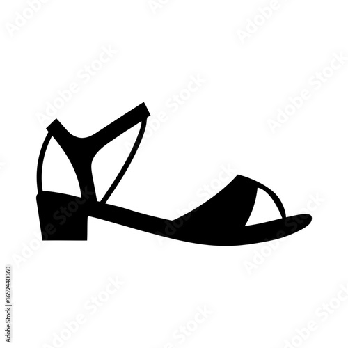 Strappy sandal shoe silhouette vector illustration isolated on clean white background