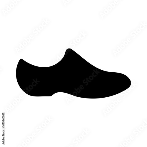 Silhouette of traditional clog shoe vector illustration isolated on white background
