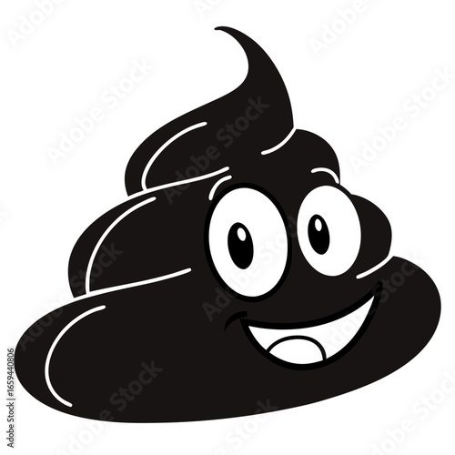 Happy poop emoji character with big eyes and a wide smile