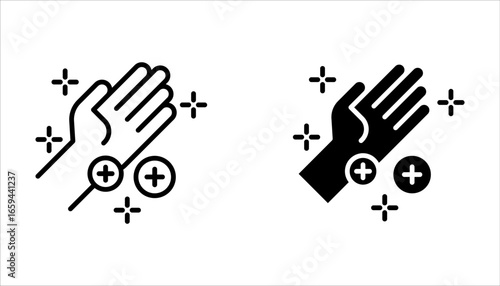 hygiene icon set, disease prevention. Healthcare wash hands with soap, antibacterial icon on white background