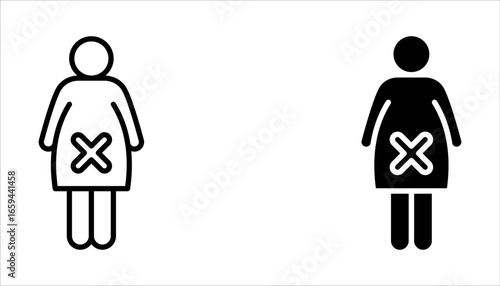 Abortion icon set in flat and line style. Pregnancy loss symbol on white background