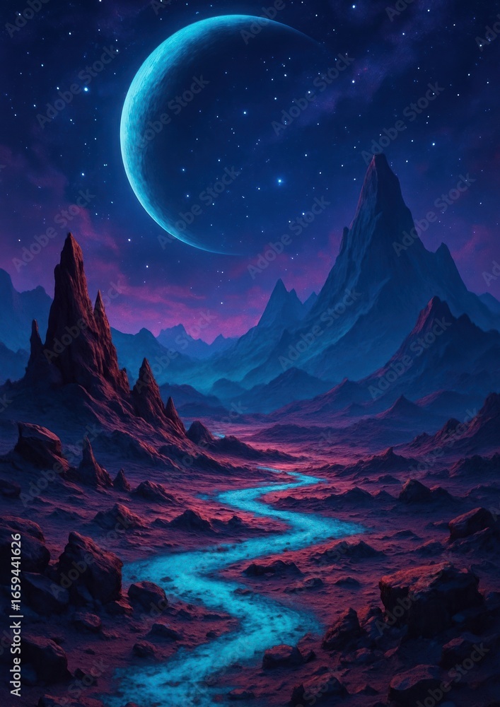 Fototapeta premium Mystical landscape with vibrant colors.