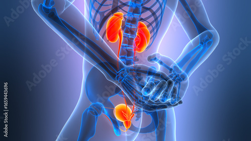 Human Urinary System Kidneys with Bladder Anatomy